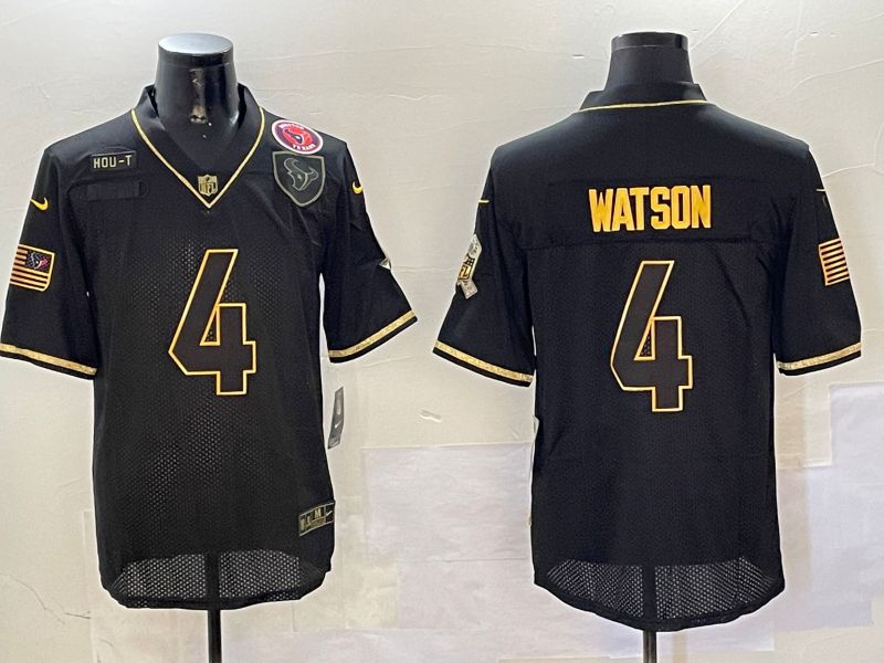 Men Houston Texans #4 Watson Black Gold 2024 Nike Limited NFL Jersey style 01081